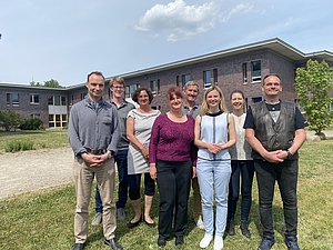 Die PART-Projektgruppe: Prof. Dr. Stefan Teipel (v.l., DZNE), Marcel Daum (KPM), Dr. Gesine Selig (KFP), Prof. Dr. Birgit Völlm (KFP), Dr. Ingo Kilimann (KPM/ DZNE), Dr. Olga Klein (DZNE), Peggy Walde (KFP),  Kai Gerullis (KFP)