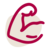rotes Outline-Icon Bizeps auf beigefarbenem Untergrund