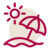rotes Outline-Icon Strand auf beigefarbenem Untergrund