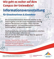 Flyer mit Informationen für eine Veranstaltung mit Angaben zu Ort, Datum und Zeit