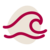 rotes Outline-Icon Welle auf beigefarbenem Untergrund