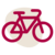 rotes Outline-Icon Fahrrad auf beigefarbenem Untergrund